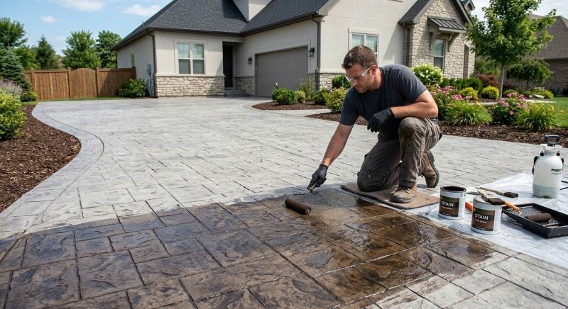 Driveway Concrete Staining in Fort Worth, TX